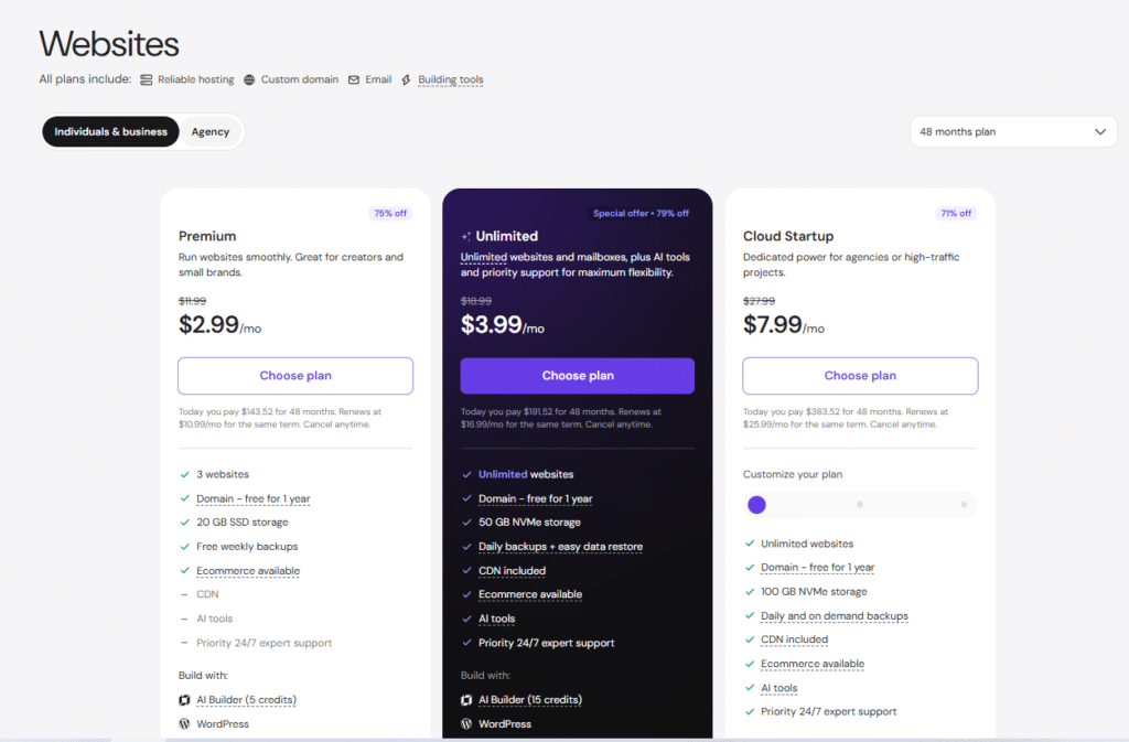 Hostinger pricing