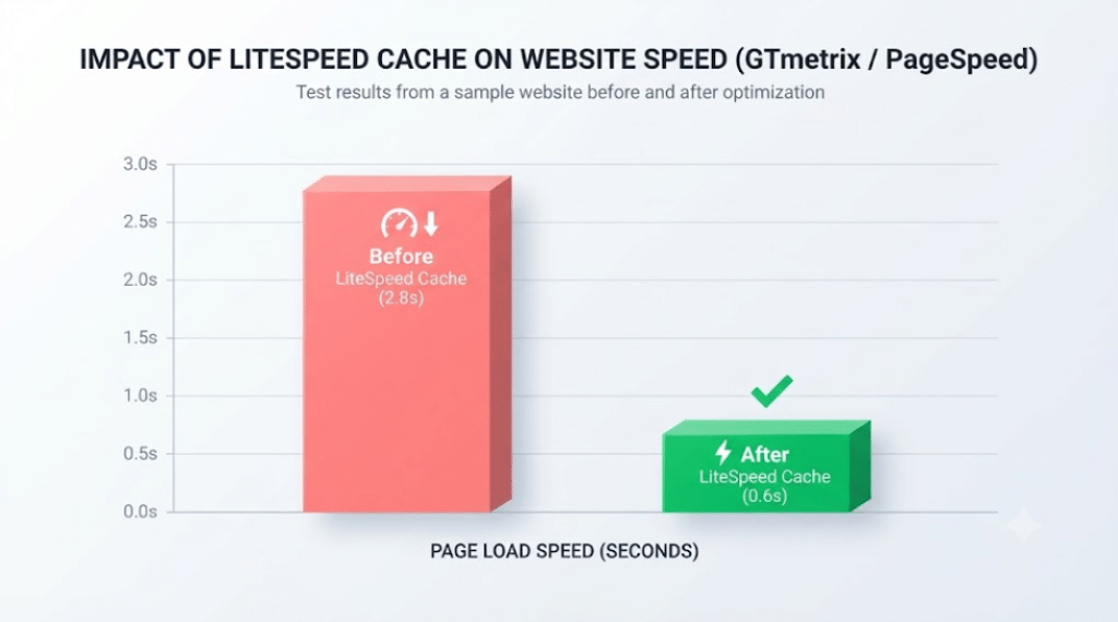 Hostinger page load speed comparison before and after LiteSpeed Cache